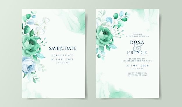 Beautiful floral on wedding invitation card template