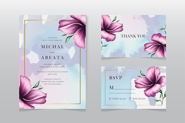 Beautiful floral wedding invitation card template