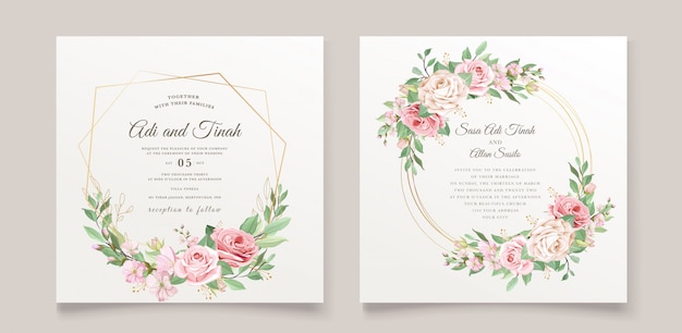 Beautiful floral wedding invitation card template