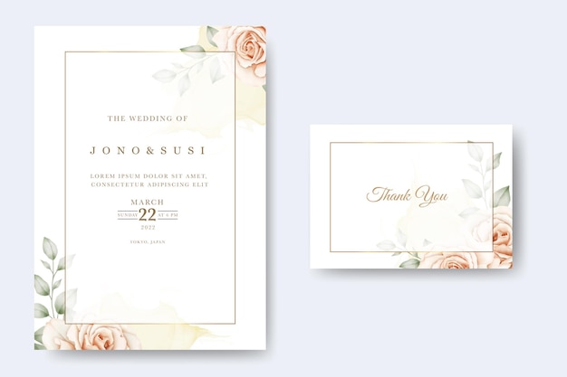 Beautiful floral  wedding invitation card template