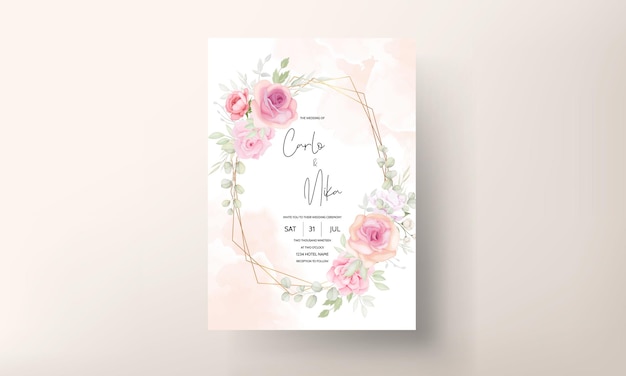 Beautiful floral   wedding invitation card template