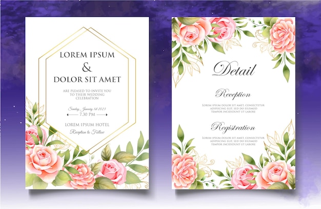 Beautiful Floral Wedding Invitation Card template