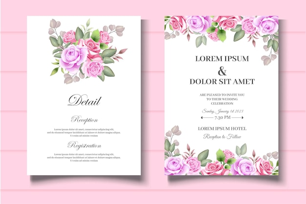 Beautiful floral wedding invitation card template
