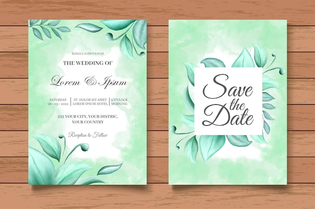 Beautiful floral wedding invitation card template