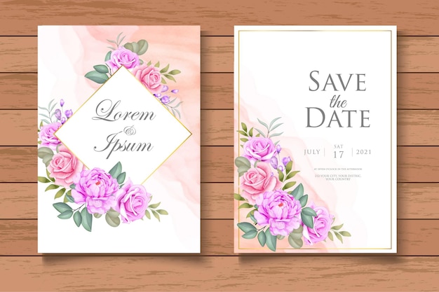 Beautiful Floral Wedding Invitation Card Template