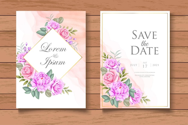 Beautiful floral wedding invitation card template