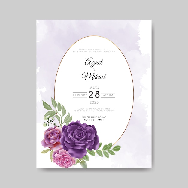 아름다운 꽃 결혼식 초대 카드