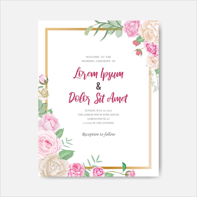 Vector beautiful floral wedding invitation card