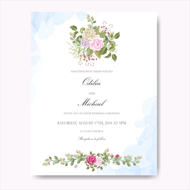 beautiful floral wedding invitation card