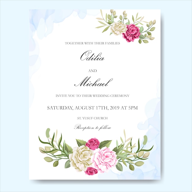 beautiful floral wedding invitation card