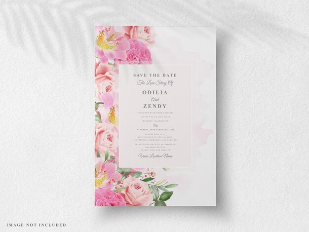 Beautiful floral wedding invitation card