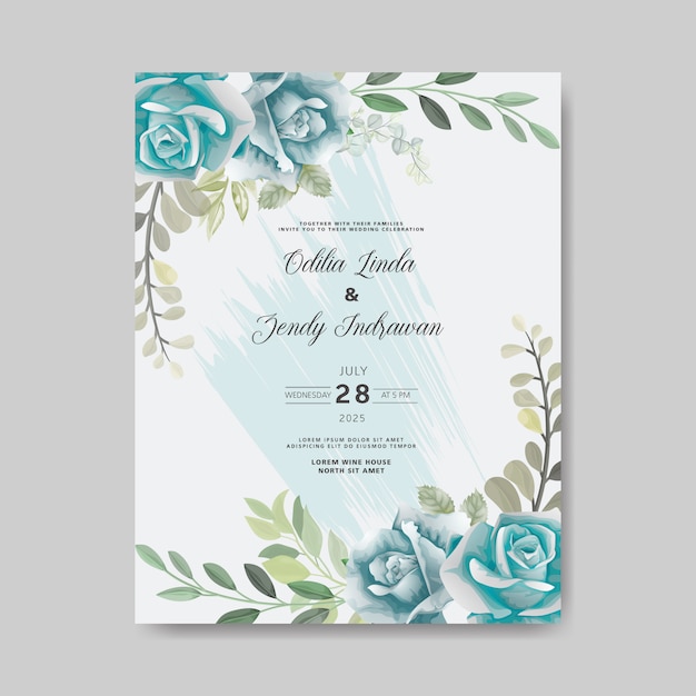 Vector beautiful floral wedding invitation card