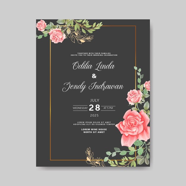 beautiful floral  wedding invitation card
