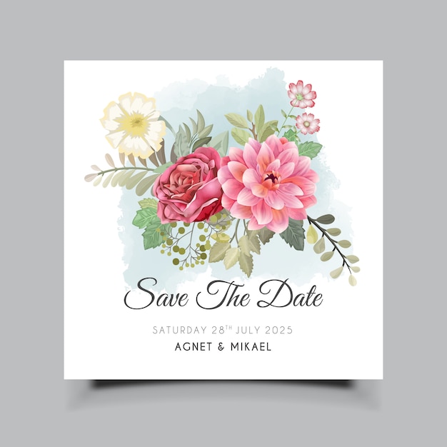 Beautiful floral  wedding invitation card