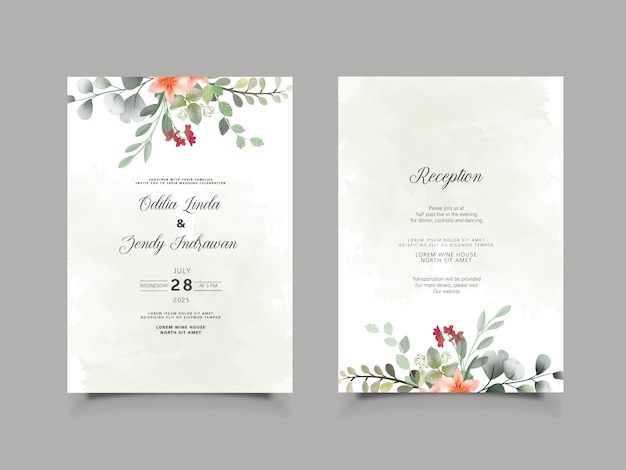 Beautiful floral wedding invitation card