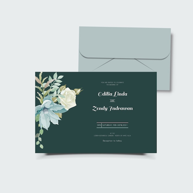 Beautiful floral wedding invitation card