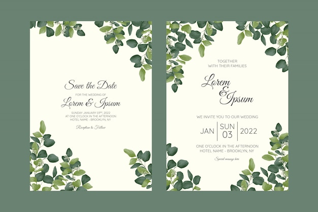 Beautiful floral wedding invitation card