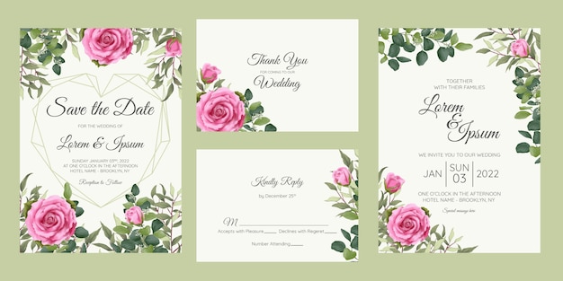 美しい花の結婚式の招待カード