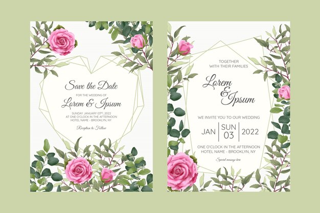 Beautiful floral wedding invitation card