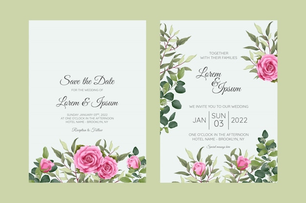 Beautiful floral wedding invitation card