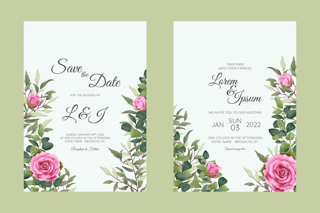 Vector beautiful floral wedding invitation card