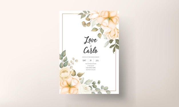 Beautiful floral wedding invitation card