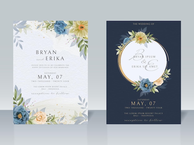 Beautiful floral wedding invitation card