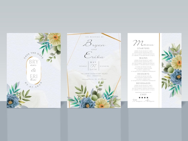 Красивая цветочная свадебная пригласительная открытка