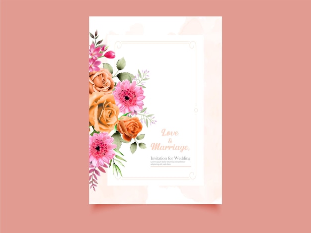 Vector beautiful floral wedding invitation card