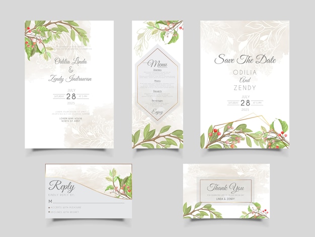 Beautiful floral  wedding invitation cards