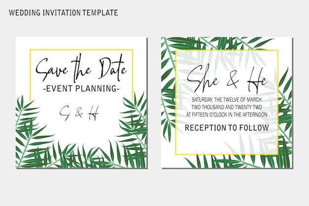 Beautiful floral wedding invitation template