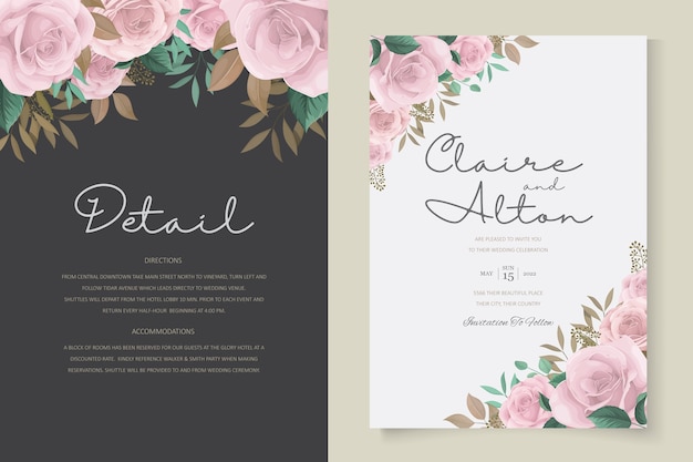Beautiful floral wedding invitation template 