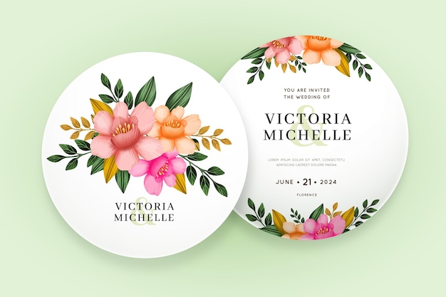 Beautiful floral wedding invitation template