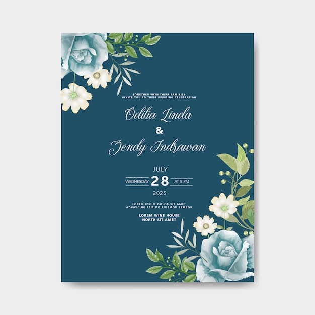 Beautiful floral wedding invitation