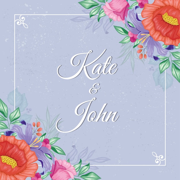 Beautiful floral wedding invitation