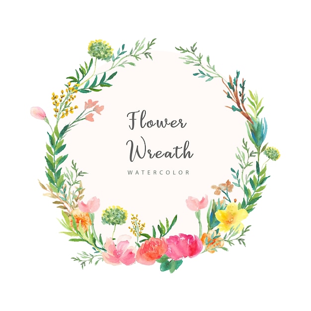 Vector beautiful floral wreath watercolor