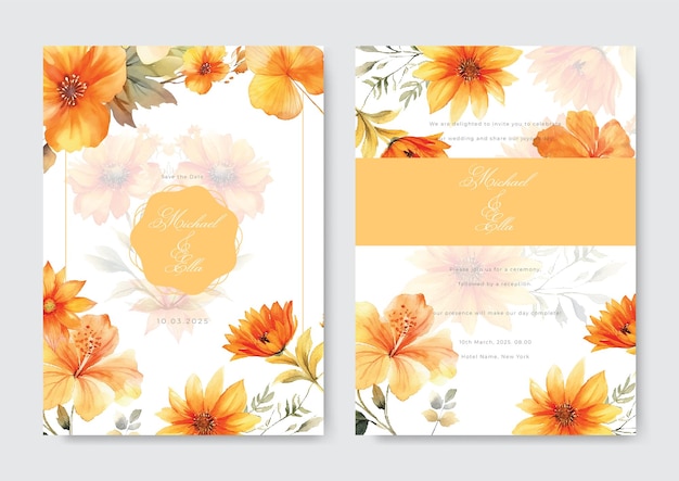 Beautiful floral wreath wedding invitation card template