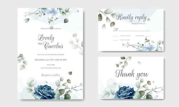 Beautiful Floral Wreath Wedding Invitation Card Template