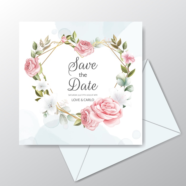 beautiful floral wreath wedding invitation card template