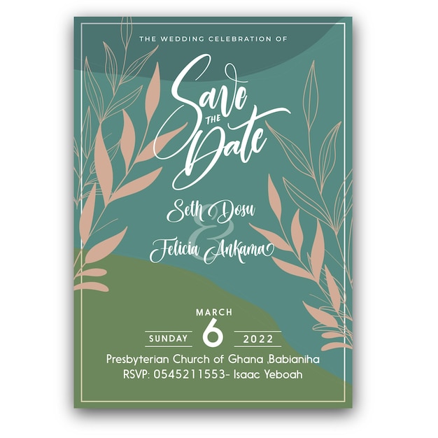 beautiful floral wreath wedding invitation card template