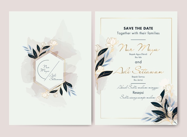 beautiful floral wreath wedding invitation card template