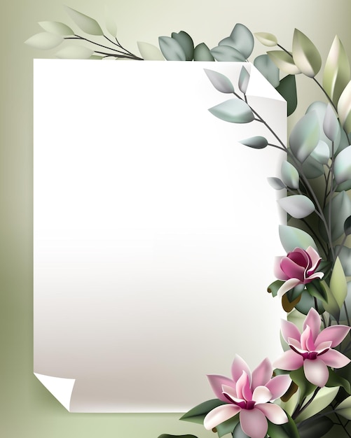 beautiful florall framing with white paper template