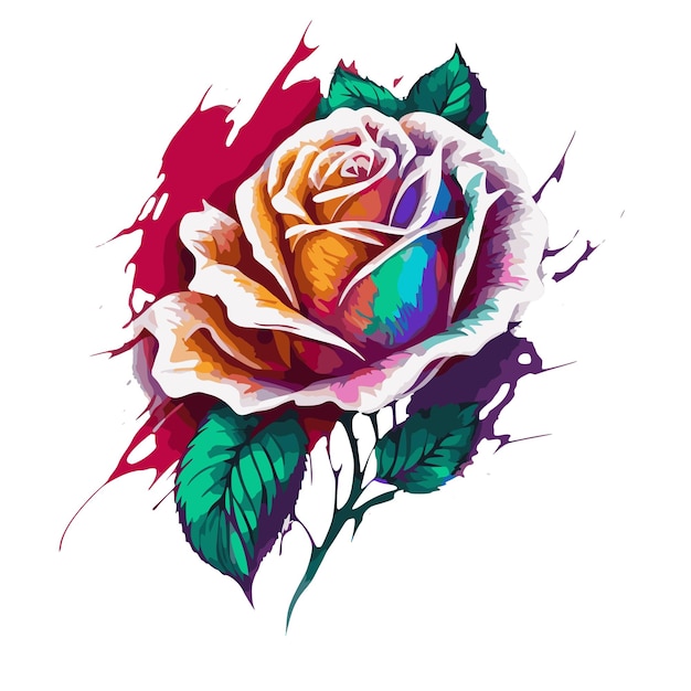 A beautiful flower of a blooming rose, wpap, pop art, abstract style