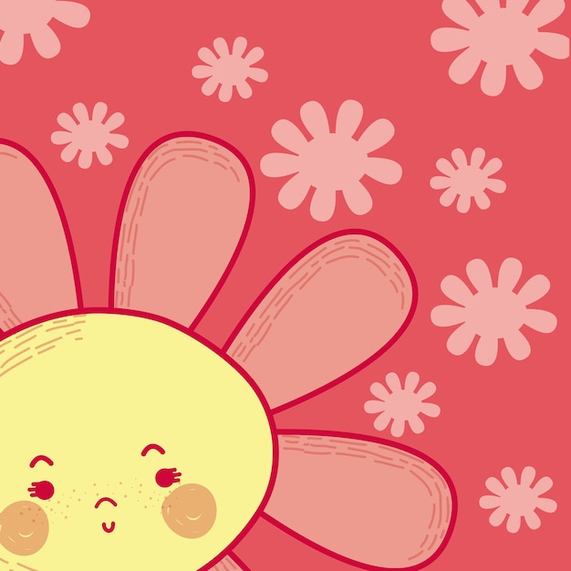 Beautiful flower cartoon over colorful background