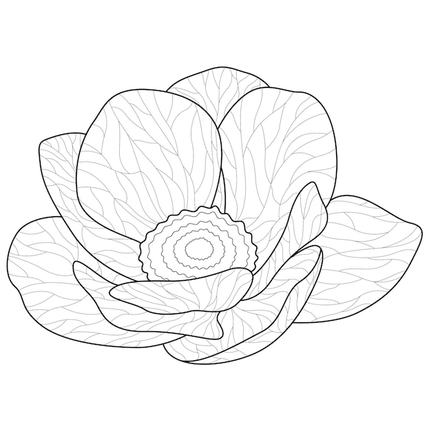 Bellissimo fiore. libro da colorare antistress per bambini e adulti. stile zen-groviglio. disegno in bianco e nero