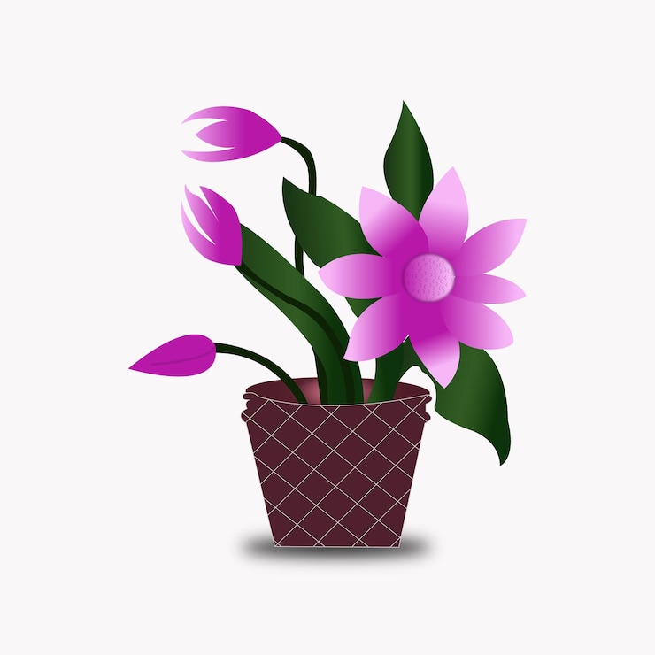 वेक्टर beautiful flower and flower vase