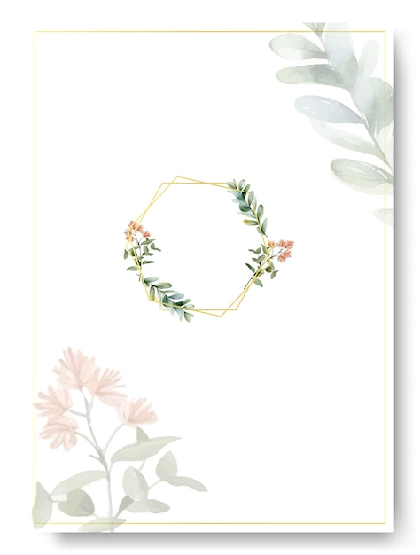 Beautiful flower frame for greeting card ornament Green eucalyptus broder wedding template