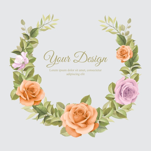 Beautiful flower frame for greeting card ornament