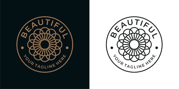 Красивая цветочная геометрия винтажный дизайн логотипа