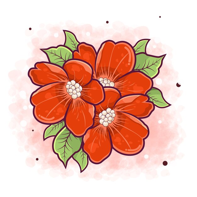 ベクトル 手描きの美しい花